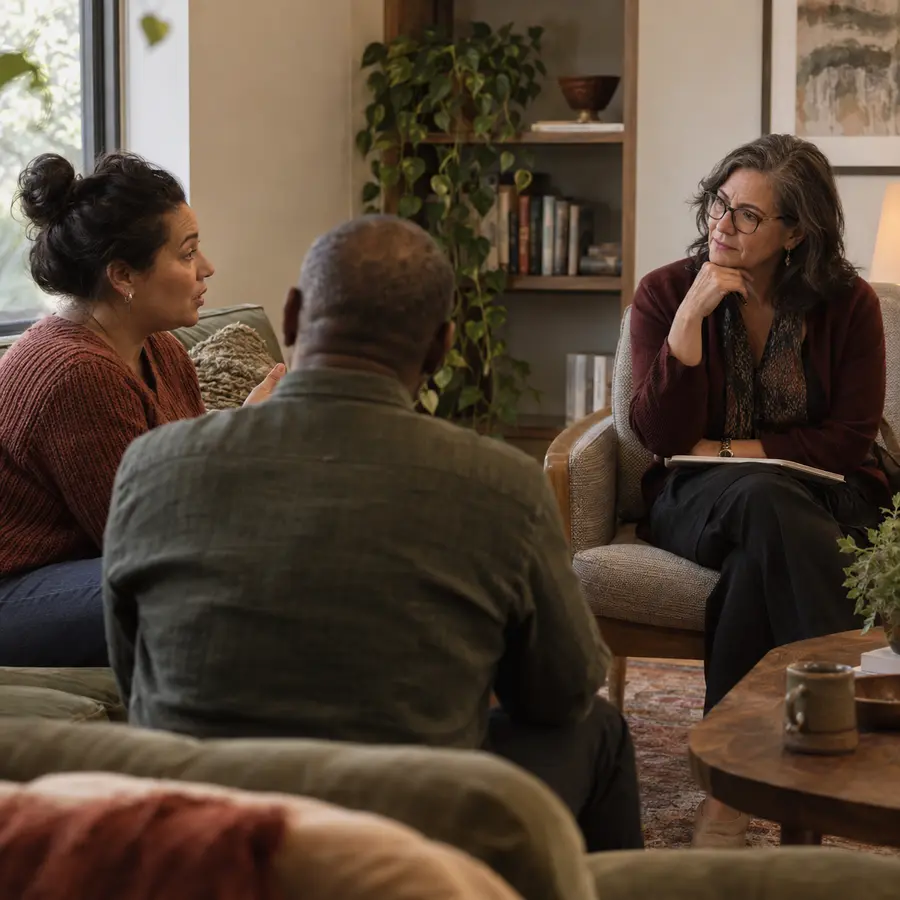 Illustrative photo of a practitioner facilitating a couples session